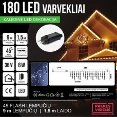 180 LED girlianda varvekliai 9 m BLYKSTĖ SPC CL6 (šiltai balta)