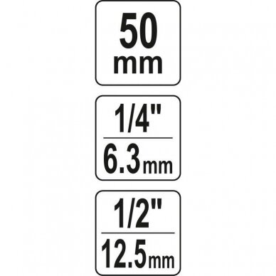 Adapteris suktuvui smūg. 1/2" - HEX 1/4" , 50mmL 3