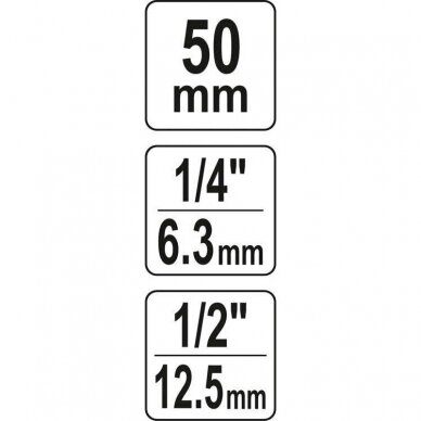 Adapteris suktuvui smūg. 1/2' - HEX 1/4", 50mmL 1