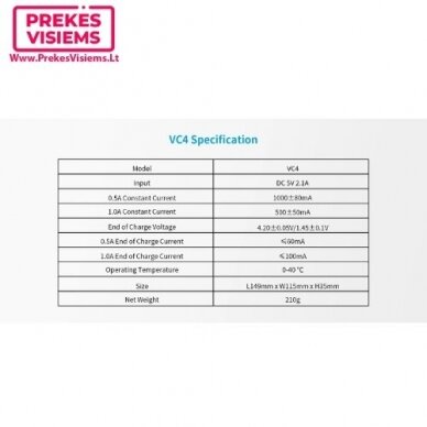 Akumuliatorių įkroviklis XTAR VC4 Li-ion / Ni-MH su skystųjų kristalų ekranu 5