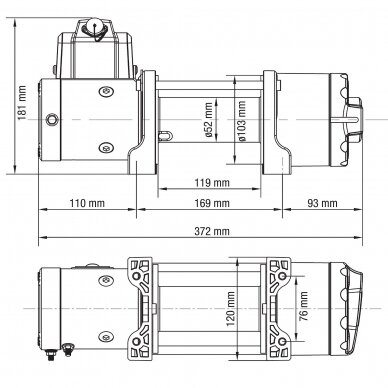 Elektrinė gervė 12V 4500LBS/2040KG (Sintetinis lynas) 1