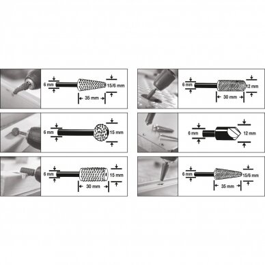 Frezų medžiui ir metalui rinkinys (6vnt) 1