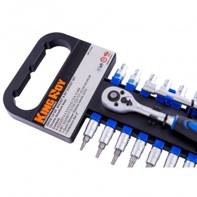 Galvučių ir galvučių su antgaliais TORX. HEX rinkinys 1/4" (20vnt) 2