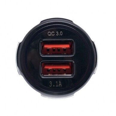 Įkroviklis automobilinis 12V/24V, 1USB/3,1A + 1USB greitas įkrovimas KD1235 3