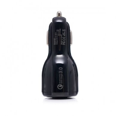 Įkroviklis automobilinis 12V/24V, 1USB/3,1A + 1USB greitas įkrovimas KD1235 1