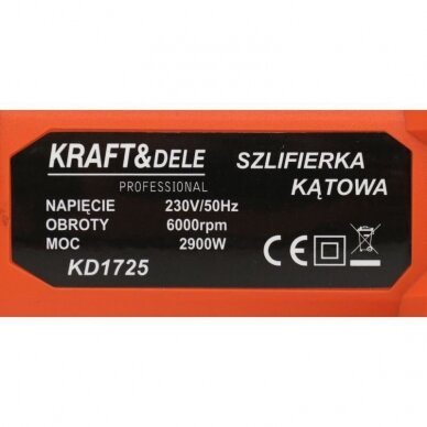 Elektrinis kampinis šlifuoklis 2900W KD1725 2