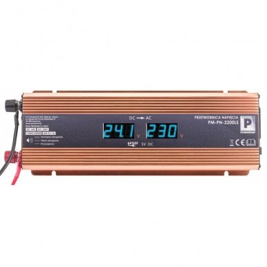 LCD įtampos keitiklis-inverteris 24V 2200W PM-PN-2200LS 2