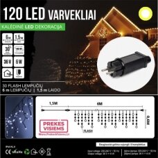 LED 120 girlianda varvekliai 6 m BLYKSTĖ SPC