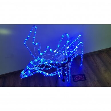 LED dekoracija 3D švečiantis elnias (mėlyna) L dydžio 1