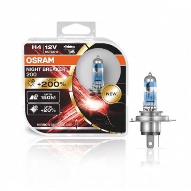 Osram lemputės Night Breaker Laser,+200%, H4, 60/55W, DUO 64193NB2