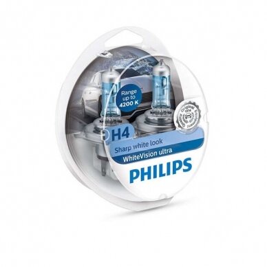 Philips lemputės White Vision Ultra, +60% H4, 60/55W, DUO 12342WV