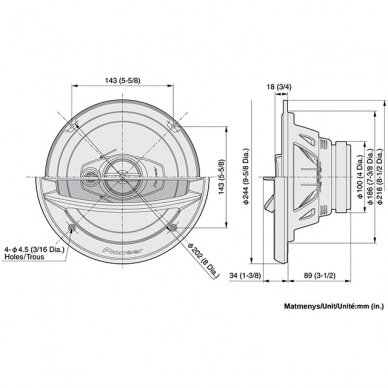 Pioneer, TS-A2013i 20 cm 3-juostų automobiliniai garsiakalbiai 1