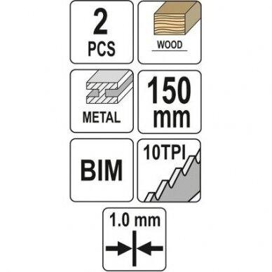 Pjūklelis tiesiniam pjūklui 150mm 10TPI (2vnt) 1