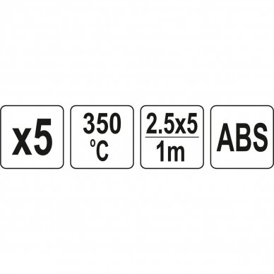 Plastiko suvirinimo juostų rinkinys (5vnt) (ABS terpolimeras) 2.5x5mm 5х1m 2