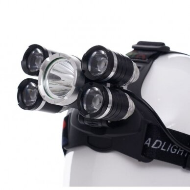 Prožektorius 1xT6LED+4xQ5LED ant galvos, įkraunamas KD1247 1