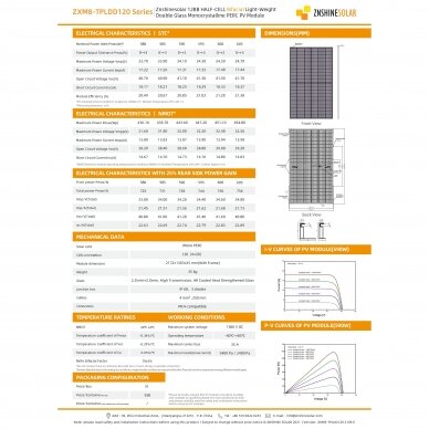 Saulės modulis 600W ZNSSHINE BIFACIAL ZS600W-SR 2