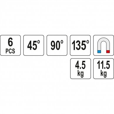 Suvirinimo kampų magnetinių rinkinys (6vnt)(45°-90°-135°) 2