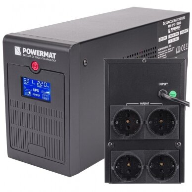 UPS LCD UPS MAITINIMAS 1500VA 900W 2x 9AH PM-UPS-1500M 1