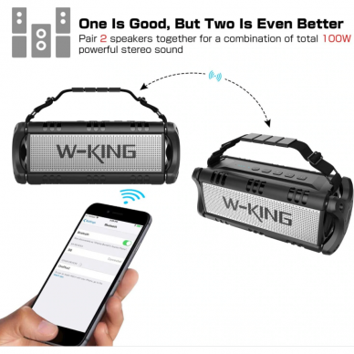 W-King D8 nešiojama Bluetooth kolonėlė 50W - 8000mAh (žalia) 3